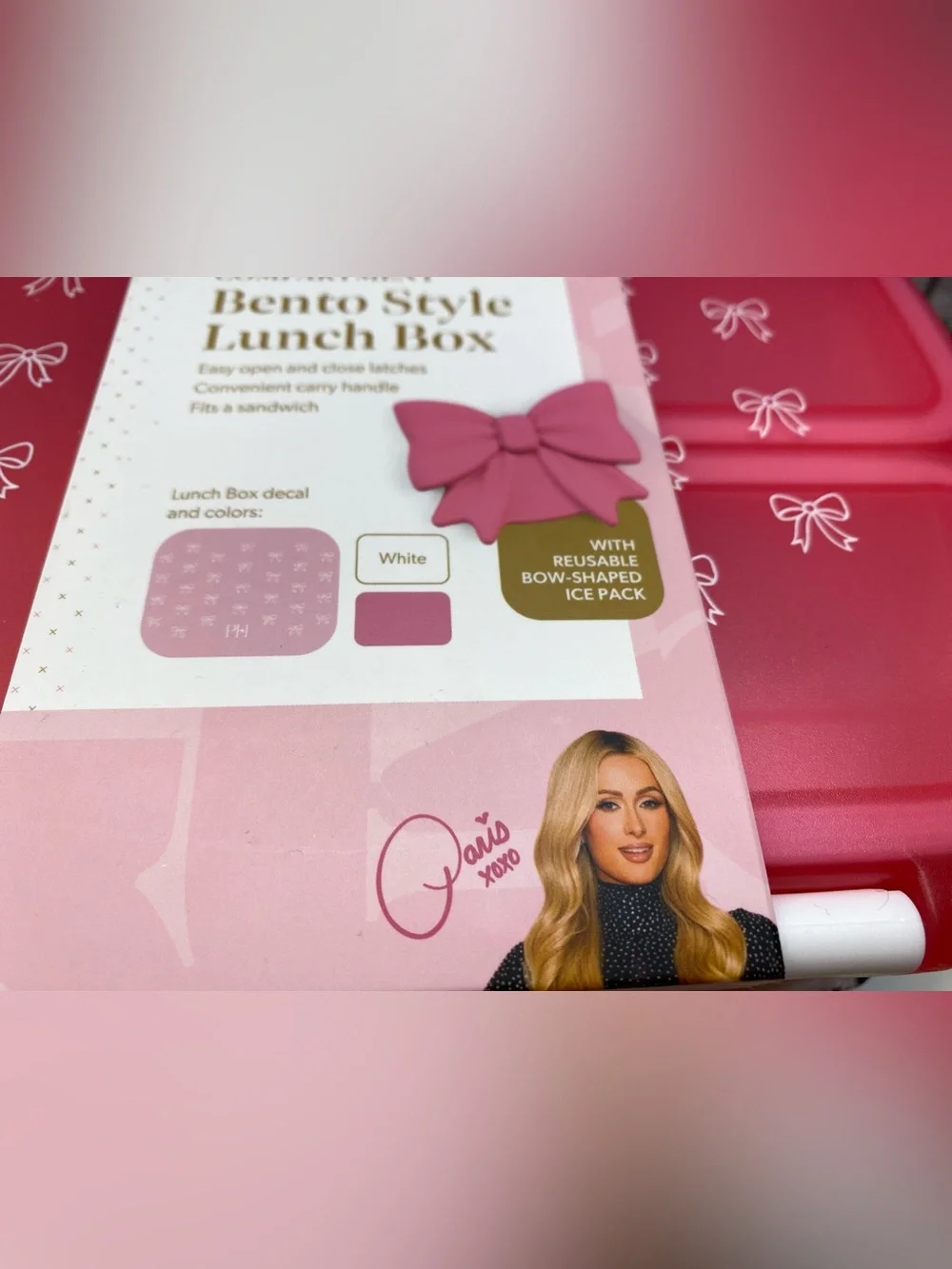 Paris Hilton ❤️Bow Bento style Lunch Box WITH REUSABLE BOW-SHAPED ICE PACK New